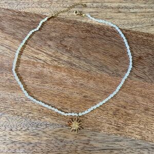 Wishbone Fine Jewelry Pearls and Sun Necklace 24 carat gold
